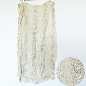 Cejon Silver Sequin Metallic Striped Woven Ivory Scarf Shawl NWOT